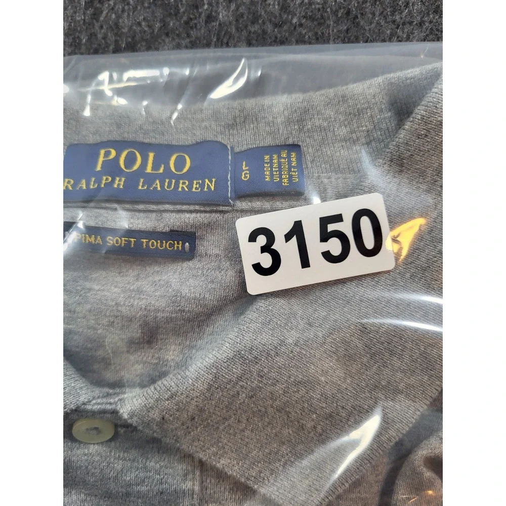 Polo Ralph Lauren Men's L Large Gray Pima Soft Touch Short Sleeve Polo Shirt
